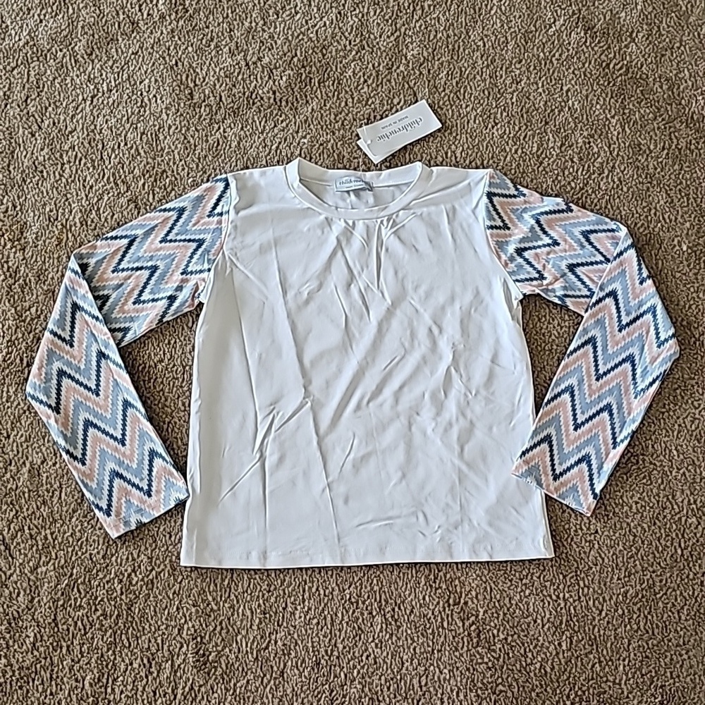 ChildrenChic Chevron Sleeve Swim Rashguard Girl's Size 14